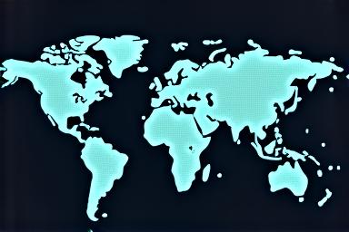 World map with interconnected lines