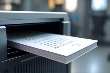 A single book being printed from a modern machine